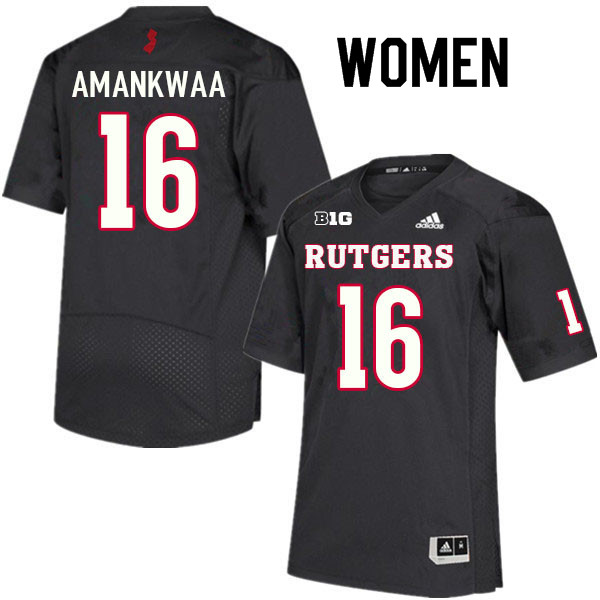 Women #16 Thomas Amankwaa Rutgers Scarlet Knights College Football Jerseys Sale-Black - Click Image to Close